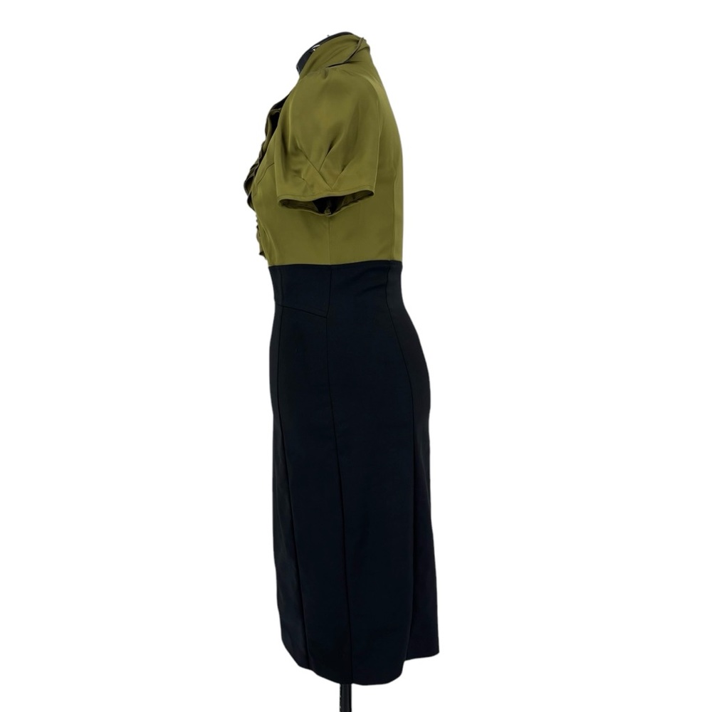 le chateau Chartreuse and Black Short Sleeve Ruffle Neck Wiggle Skirt, Large - Picture 5 of 17